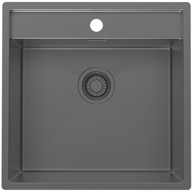 Pure.Sink Luxion Fregadero de metal gris 51 x 50 cm Tapwing con banco para grifo PLX5150T-61