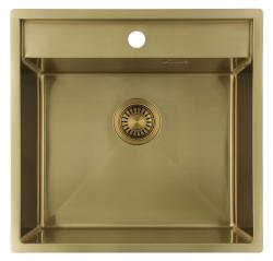 Pure.Sink Luxion Fregadero dorado 51 x 50 cm Tapwing con banco para grifo PLX5150T-60