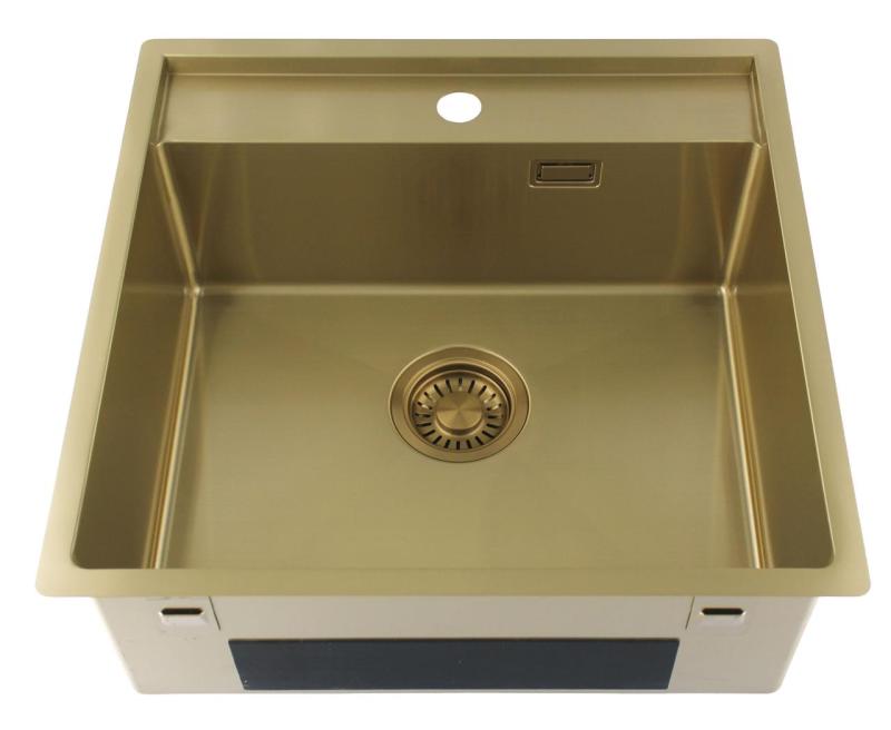 Pure.Sink Luxion Fregadero dorado 51 x 50 cm Tapwing con banco para grifo PLX5150T-60