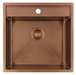 Pure.Sink Luxion Fregadero de cobre 51 x 50 cm Tapwing con banco para grifo PLX5150T-62