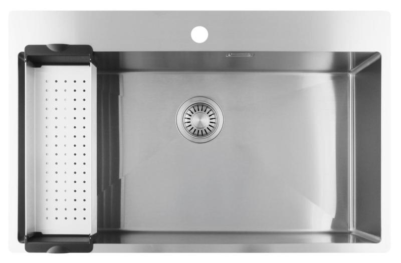 Pure.Sink Luxion Fregadero grande de acero inoxidable 78 x 50 cm Tapwing con banco para grifo PLX7850T-02
