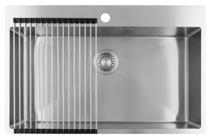 Pure.Sink Luxion Fregadero grande de acero inoxidable 78 x 50 cm Tapwing con banco para grifo PLX7850T-02