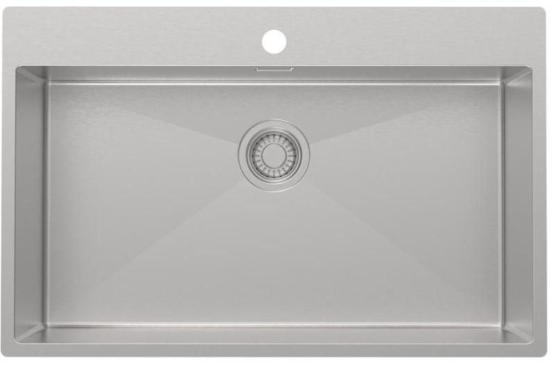 Pure.Sink Luxion Fregadero grande de acero inoxidable 78 x 50 cm Grifo con banco para grifo PLX7850T-02