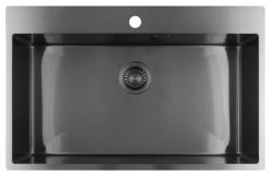 Pure.Sink Luxion Fregadero grande de metal Gun 78 x 50 cm Tapwing con banco para grifo PLX7850T-61