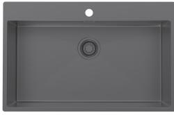Pure.Sink Luxion Fregadero grande de metal gris 78 x 50 cm Grifo con banco para grifo PLX7850T-61