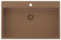 Pure.Sink Luxion Fregadero grande de cobre 78 x 50 cm Grifo con banco para grifo PLX7850T-62