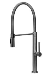Pure.Sink Luxion Grifo de cocina profesional de acero inoxidable macizo con caño flexible y 2 tipos de chorro PLXFLEX-02
