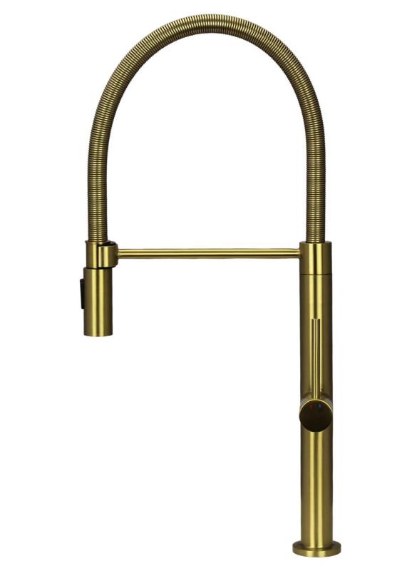 Pure.Sink Luxion Grifo de cocina dorado profesional con caño flexible y 2 tipos de chorro PLXFLEX-60