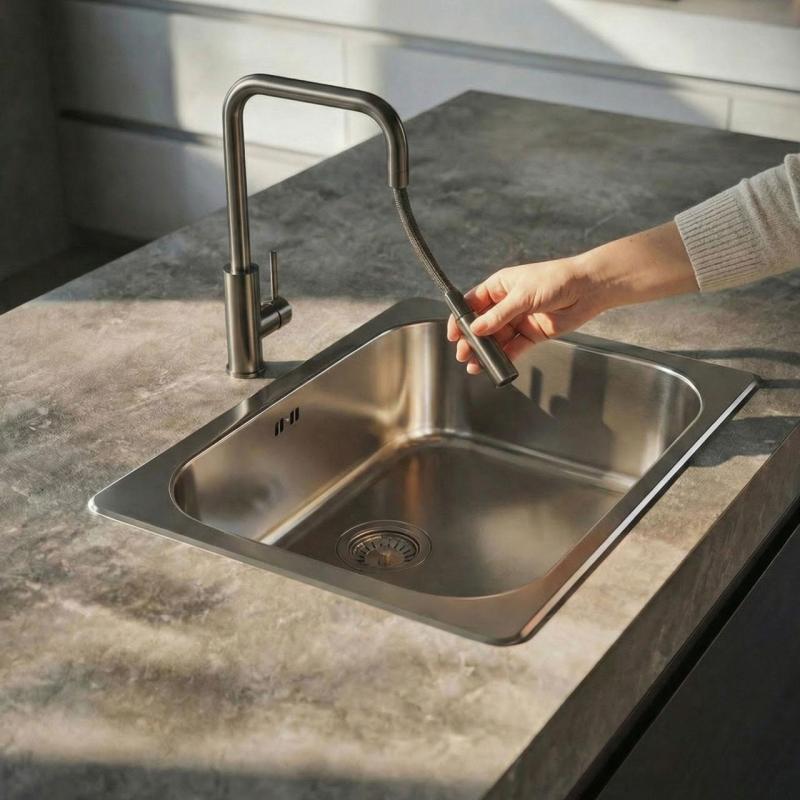 Pure.Sink Luxion Grifo de cocina Gun Metal cuadrado con caño extraíble PLXSQUA-61