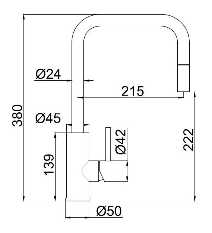 Pure.Sink Luxion Grifo de cocina de cobre cuadrado con caño extraíble PLXSQUA-62