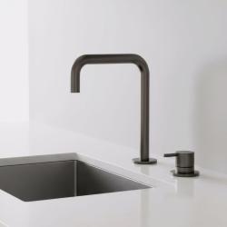 Pure.Sink Luxion Grifo de cocina de 2 orificios en color gris metalizado con caño en forma de U PLX2HU-61