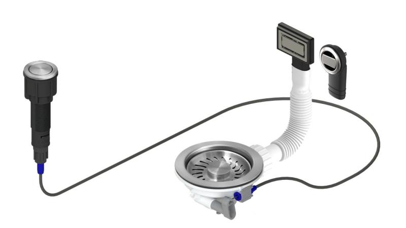 Conjunto de desagüe Granitemy RVS incluyendo botón de presión con tapón, más desbordamiento rectangular y redondo 1208971748