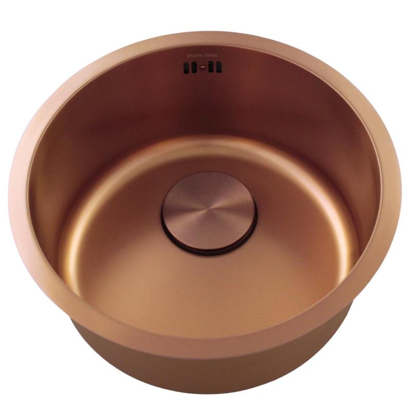 Pure.Sink Rondo Cobre Lavabo Redondo de empotrar, de bajo encastre y de sobreponer 38 cm PRN38-62