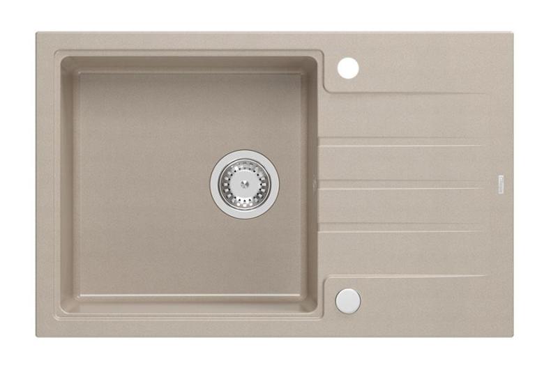 Quadri Cardigan Pearl Beige granito fregadero de montaje con área de drenaje reversible 78x50cm 1208971816