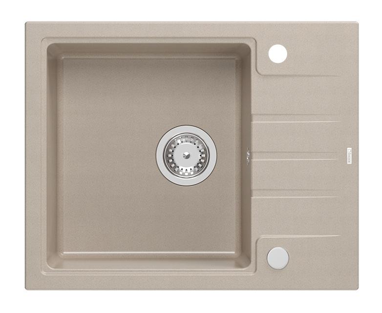 Quadri Cardigan Pearl Beige lavabo de granito con superficie de drenaje reversible 62x50cm 1208971817 - Productafbeelding