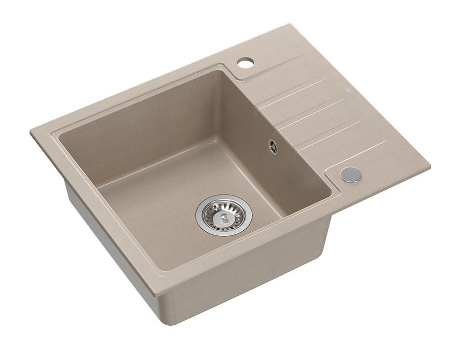 Quadri Cardigan Pearl Beige lavabo de granito con superficie de drenaje reversible 62x50cm 1208971817 - Productafbeelding 2
