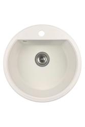 Mi Bremen redondo fregadero de granito de 43 cm blanco, montaje superior e inferior, con agujero para grifo y tapón automático de acero inoxidable 1208971845