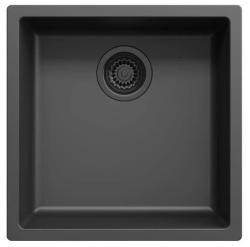 Fregadero Ausmann Fibre negro de 40x40cm para montaje inferior, superior y a ras con tapón automático negro 1208971851
