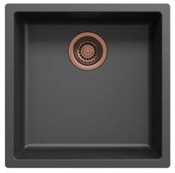 Fregadero negro Ausmann Fibre 40x40cm para bajo encimera, sobre encimera e integrado con tapón automático de cobre 1208971852