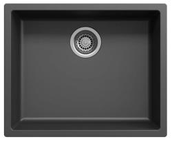 Fregadero negro Ausmann Fibre de 50x40cm para montaje inferior, superior y a ras con tapón automático de acero inoxidable 1208971855