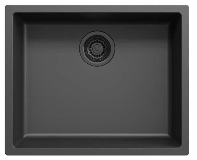 Fregadero Ausmann Fibre negro 50x40cm para montaje inferior, superior y a ras con tapón automático negro 1208971856