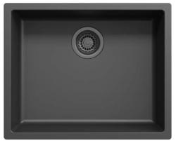 Ausmann Fibre fregadero negro de 50x40cm para empotrar, sobreponer y montar al ras con tapón automático de metal color peltre 1208971860