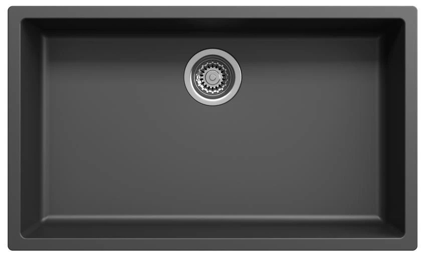 Ausmann Fibre negro gran fregadero 70x40cm de montaje inferior, superior y a ras con tapón automático de acero inoxidable 1208971861