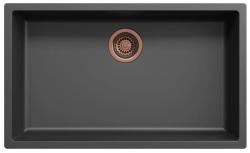Ausmann Fibre negro gran fregadero 70x40cm debajo del montaje, montaje superficial y montaje plano con tapón de cobre automático 1208971863