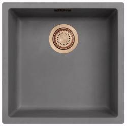 Ausmann Fibre hormigón gris fregadero 40x40cm de montaje inferior, superior y a ras con tapón de cobre 1208971880