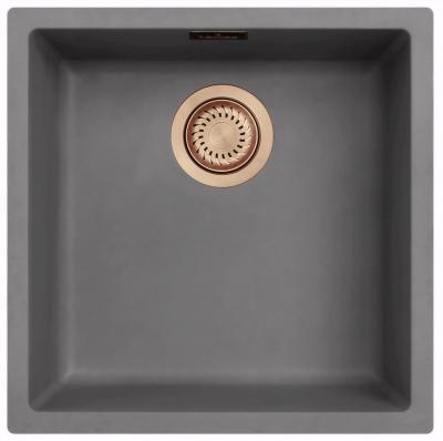 Ausmann Fibre hormigón gris fregadero 40x40cm de montaje inferior, superior y a ras con tapón de cobre 1208971880