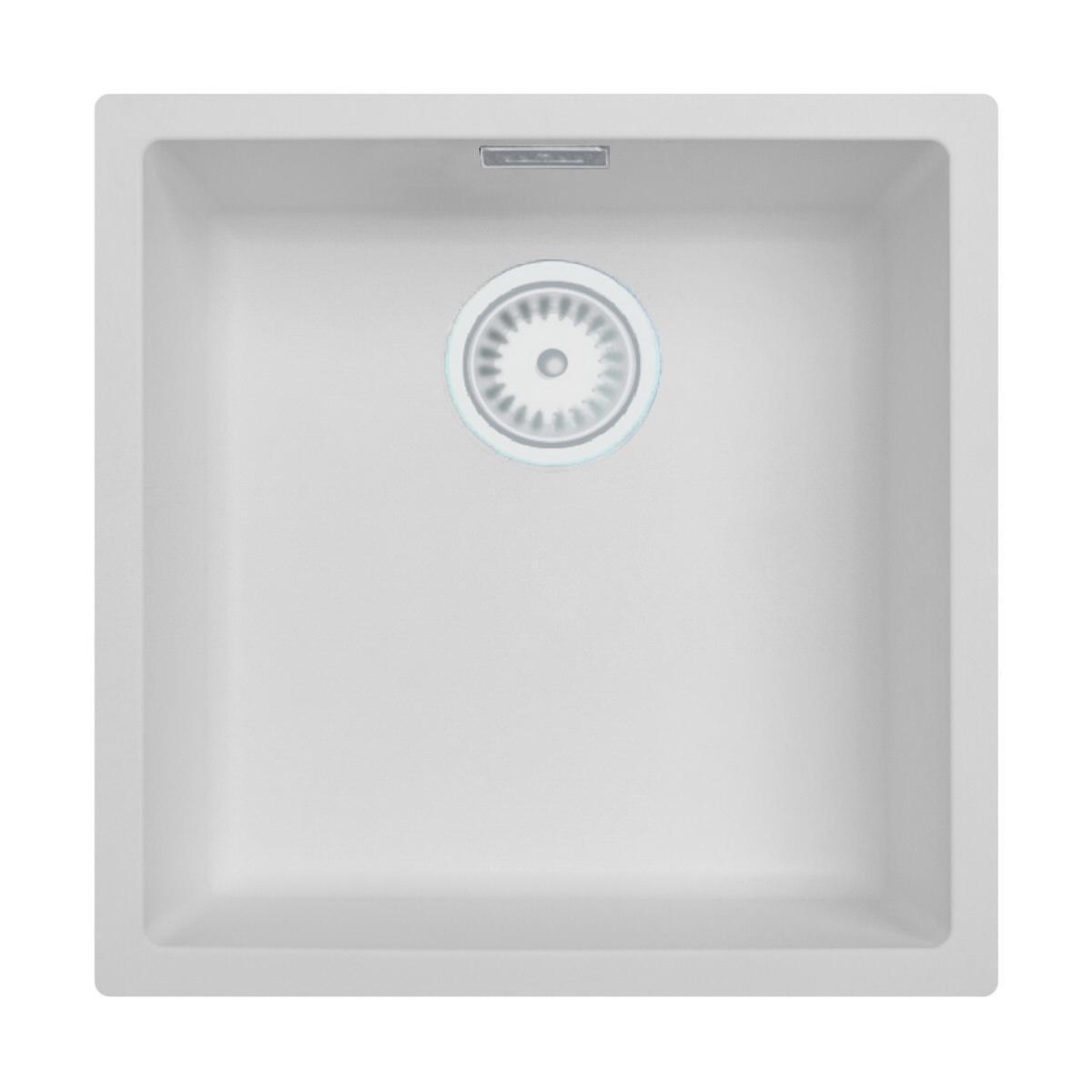 Ausmann Fibre lavabo blanco 40x40cm para montaje inferior, superior y empotrado con tapón automático blanco 1208971896