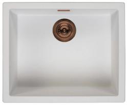 Ausmann Fibre lavabo blanco de 50x40cm para submontaje, montaje y montaje a ras con tapón de cobre automático 1208971900