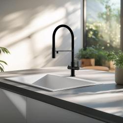 Fregadero blanco Ausmann Fibre 50x40cm para montaje inferior, superior y empotrado con tapón automático blanco 1208971903