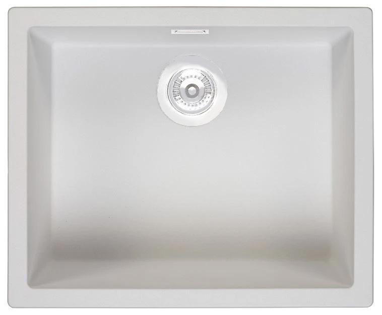 Fregadero blanco Ausmann Fibre 50x40cm para montaje inferior, superior y empotrado con tapón automático blanco 1208971903