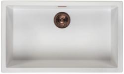 Ausmann Fibre blanco gran fregadero de 70x40cm para montaje inferior, superior y a ras con tapón automático de cobre 1208971906