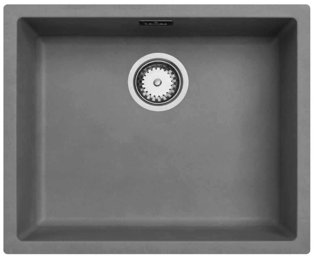 Ausmann Fibre hormigón gris fregadero empotrable de 50x40cm, empotrado y de montaje superficial con tapón automático de acero inoxidable 1208971915