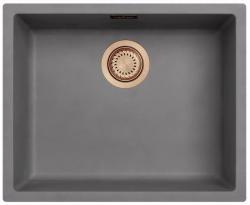 Ausmann Fibre hormigón gris fregadero 50x40cm empotrado, sobre encimera y a ras de encimera con tapón automático de cobre 1208971917