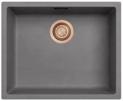Ausmann Fibre hormigón gris fregadero 50x40cm empotrado, sobre encimera y a ras de encimera con tapón automático de cobre 1208971917