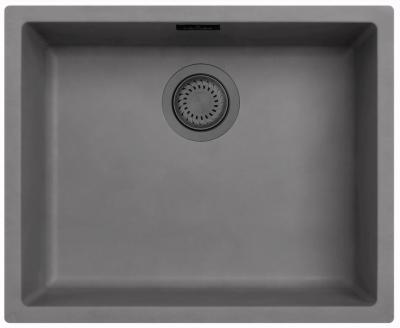 Ausmann Fibre hormigón gris fregadero 50x40cm para montaje inferior, superior y empotrado con tapón automático de metal color pistola 1208971919