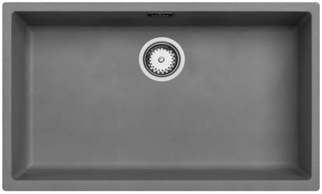 Ausmann Fibre hormigón gris gran fregadero 70x40cm de montaje inferior, superior y al ras con tapón automático de acero inoxidable 1208971920