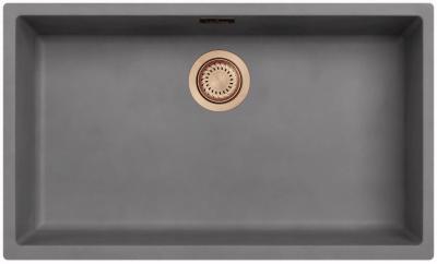 Ausmann Fibre hormigón gris gran fregadero 70x40cm empotrado, sobrepuesto y a ras con tapón automático de cobre 1208971922