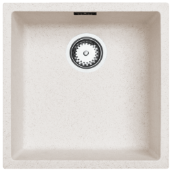 Ausmann Fibre lavabo de arena blanca 40x40cm de bajo encimera, sobre encimera e integrado con tapón automático de acero inoxidable 1208971925