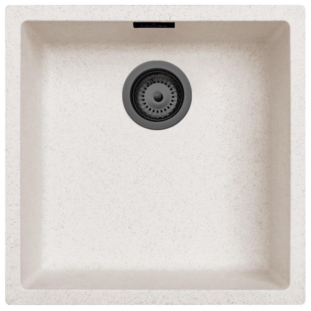 Ausmann Fibre lavabo de arena blanca 40x40cm de montaje inferior, superior y empotrado con tapón automático de metal color pistola 1208971929