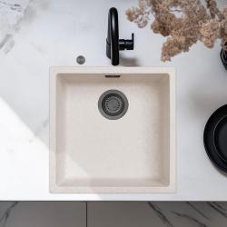 Ausmann Fibre lavabo de arena blanca 40x40cm de montaje inferior, superior y empotrado con tapón automático de metal color pistola 1208971929