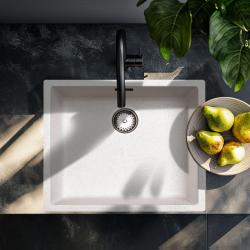 Ausmann Fibre lavabo de arena blanco 50x40cm de montaje inferior, superior y a ras con tapón automático de acero inoxidable 1208971930