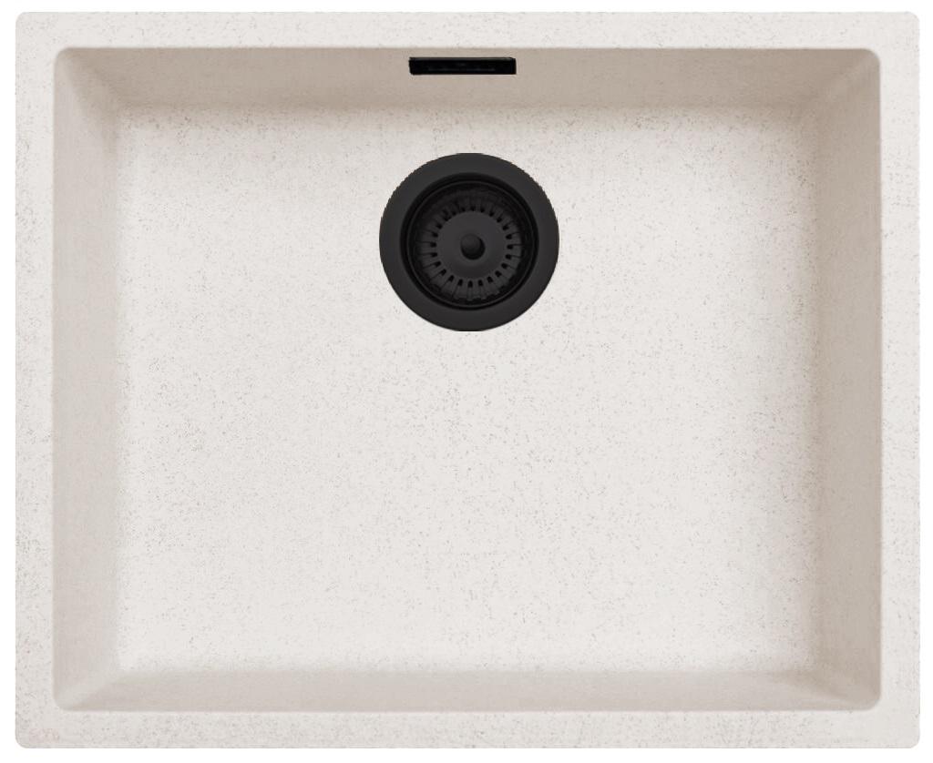Ausmann Fibre lavabo de arena blanco 50x40cm para montaje inferior, superior y empotrado con tapón automático negro 1208971931