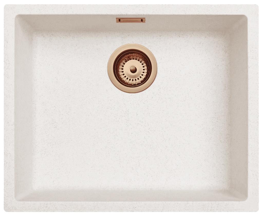 Ausmann Fibre lavabo de arena blanca 50x40cm de montaje inferior, superior y empotrado con tapón automático de cobre 1208971932