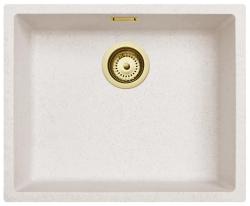Ausmann Fibre lavabo de arena blanca 50x40cm de montaje inferior, superior y empotrado con tapón dorado automático 1208971933