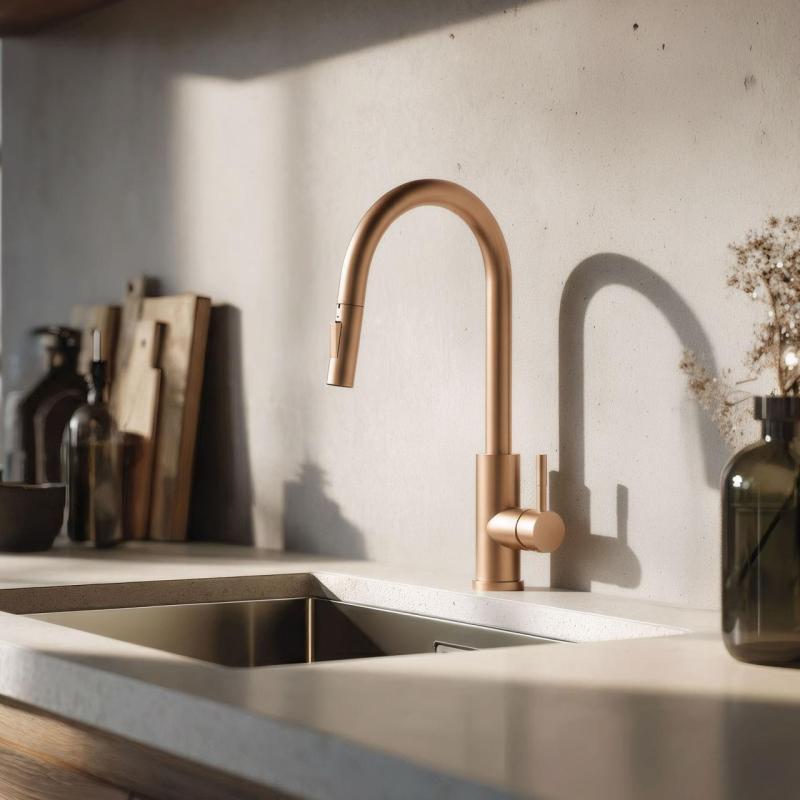 Pure.Sink Elite Steel Stream-S grifo de cocina PVD cobre con caño extraíble PS8045-62