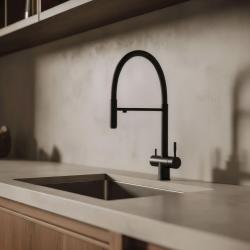 Pure.Sink Elite Steel Flex Grifo de cocina negro mate de 3 vías con salida flexible y agua filtrada PS8110-10